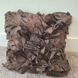 Pier 1 Satin Ruffle Brown Decor Throw Pillow Case All Ruffles 16x16